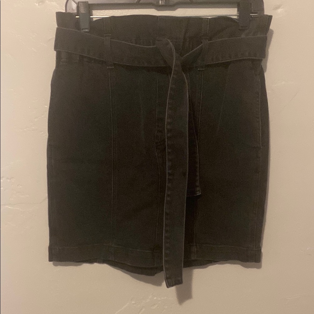 Madewell Black Belted Denim Skirt Woman Medium